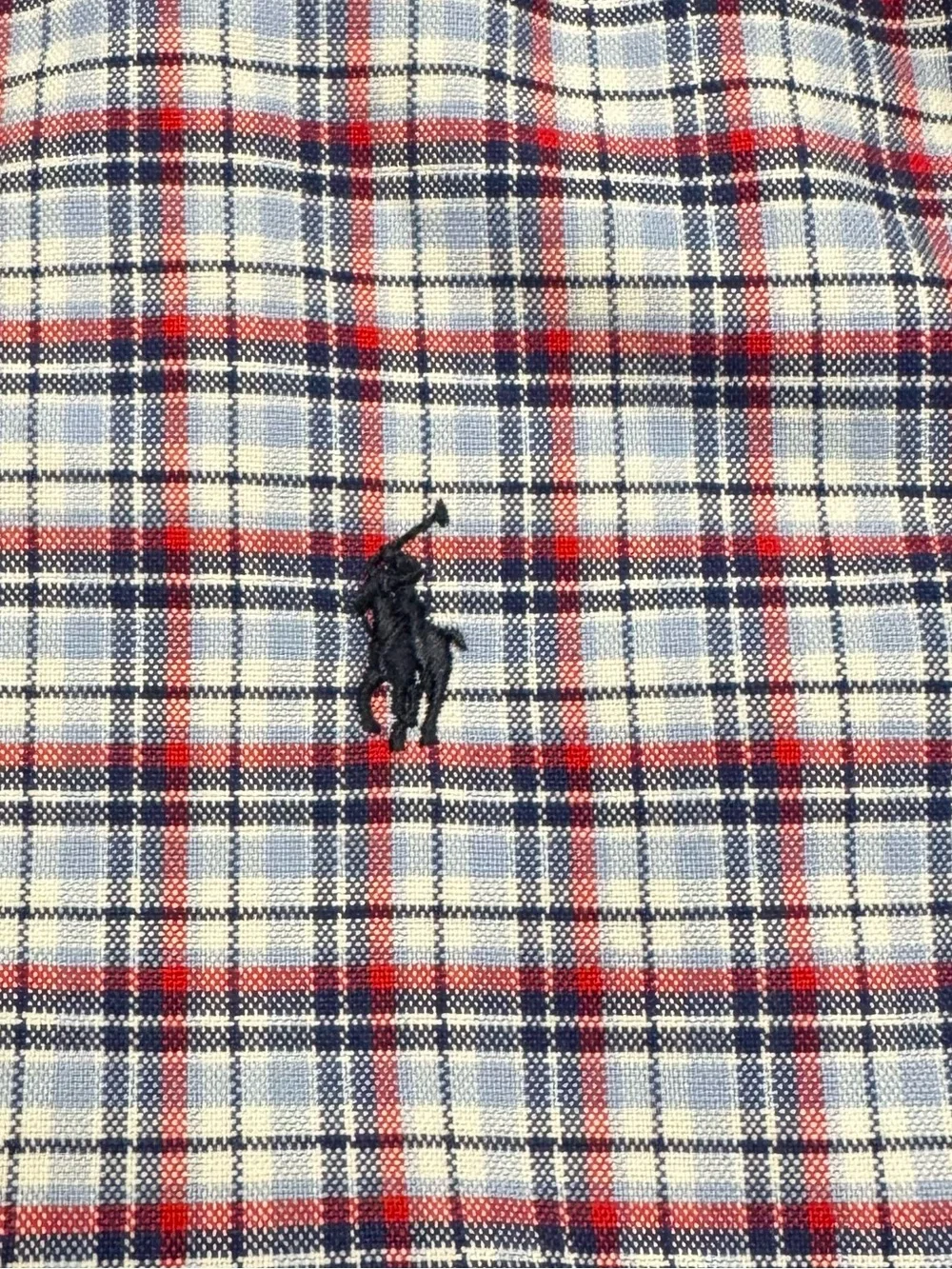 Ralph Lauren Boys Plaid Button-Down Shirt - Blue & Red Plaid Size M (10-12)